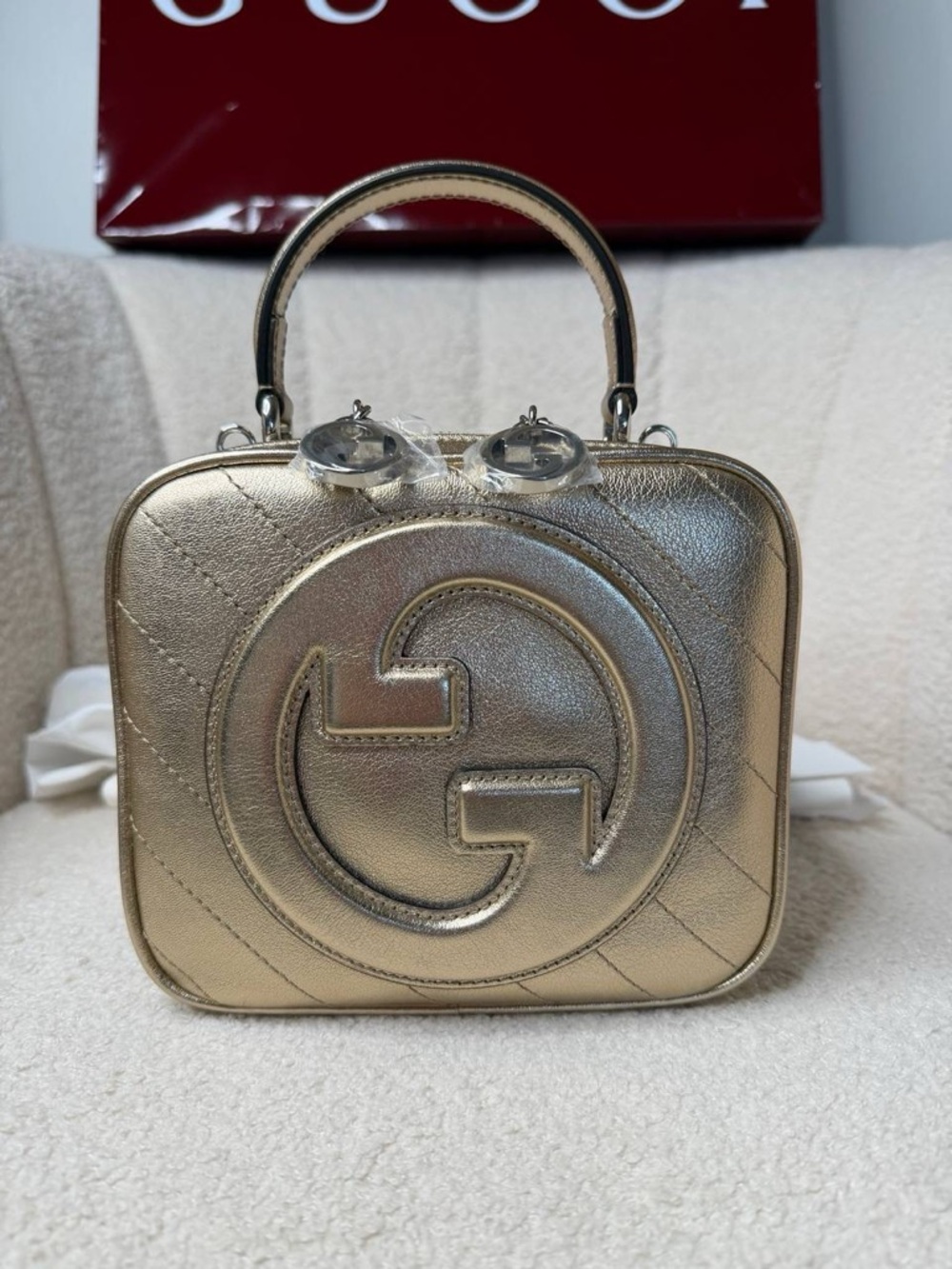 Gucci Blondie Gold Leather Top Handle Bag - Picture 10 of 12